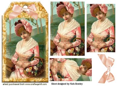 Pretty in Pink with Flowers Vintage Lady Pyramids