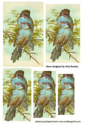 Pretty Pair of Vintage Blue Finches Pyramids