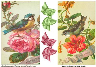 Vintage Birds with Flowers Cards