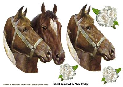 Horses Heads with White Roses