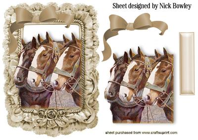 Beautiful Horses in Frill Frame with Bow