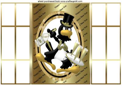 Happy New Year, Black Bird Celebrating French Gatefold