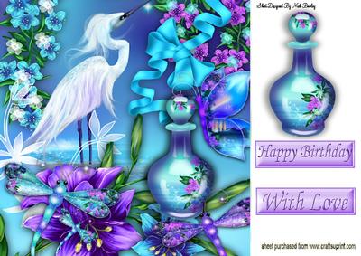 Fantasy Beautiful Bird with Perfume & Flowers 8x8