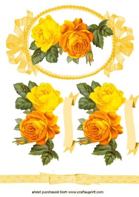 Beautiful Orange/yellow Roses in Pretty Frame