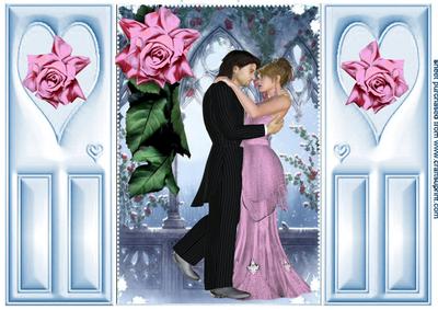 Dancing Couple in the Garden Gatefold with Hearts
