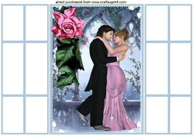 Dancing Couple in the Garden with Rose French Gatefold