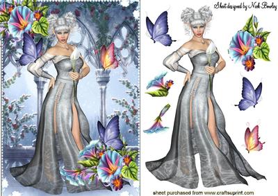Flower Faerie with Butterflies in the Garden