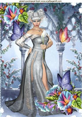 Flower Faerie with Butterflies in the Garden A4