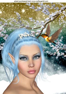 Faerie with Blossoms in the Snow A4