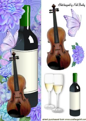 Beautiful Hydrangeas and Butterflies with Violin Tall Dl