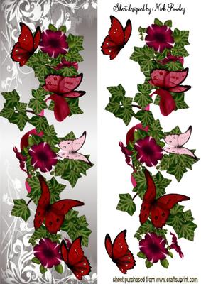 Beautiful Trellis of Flowers with Butterflies , Silver Dl