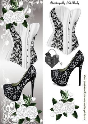 Key to My Heart, with Roses and White Basque Tall Dl