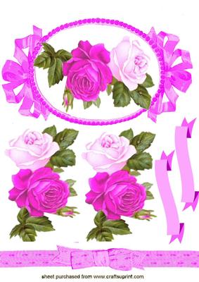Beautiful Cerise Roses in Pretty Frame