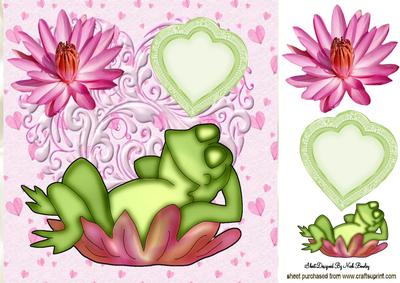 My Valentine Frog on a Lily Pad on a Heart 8x8