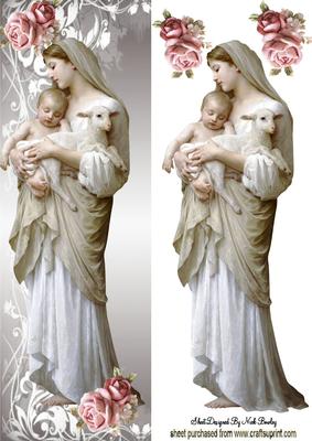 Mother and Child with Lamb, Pink Rose Tall Dl