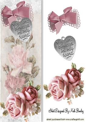 Silver Heart with Pink Roses Tall Dl