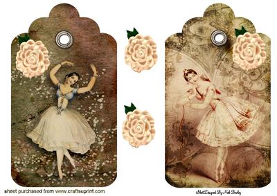 Dancing Ballerinas on Tags with Roses