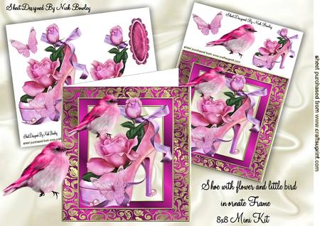 Pretty Roses with Shoe and Little Bird 8x8 Mini Kit