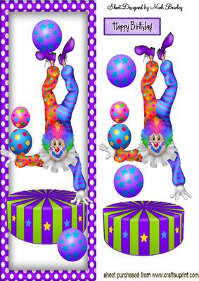 Balancing Circus Clown with a Ball Tall Dl Card