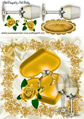 Gold Engagement Ring in Gold Rose Frame 8x8