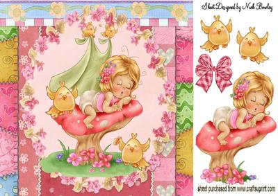 Sweet Dreams! Little Girl with Birds 8x8
