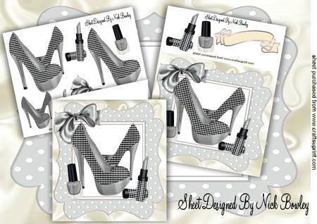 Silver/black Polkadot Shoes with Access 8x8 Mini Kit
