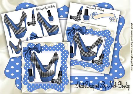 Baby Blue/black Polkadot Shoes 8x8 Mini Kit