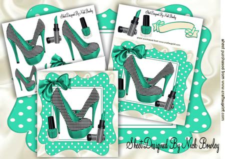 Turq/black Polkadot Shoes with Access 8x8 Mini Kit