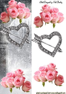 Winter Scene with Diamond Brooch and Roses Tall Dl