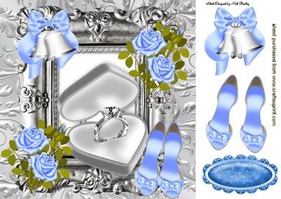 Special Day Diamond Ring with Blue Roses 8x8