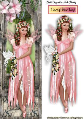 Pretty Faerie in Pink in the Garden Tall Dl