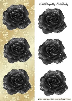 Trio of Black Sparkling Roses Tall Dl