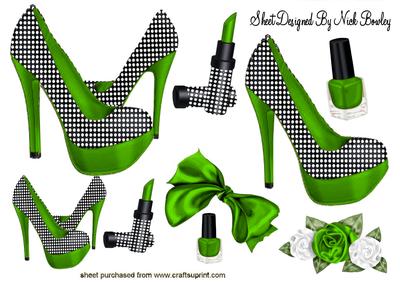 Green Polka Dot Shoes with Access A4