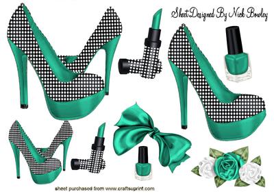 Turq Polkadot Shoes with Access A4