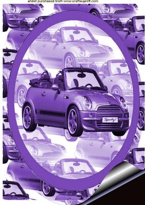 Car in Circle, Purple Background A4 Topper