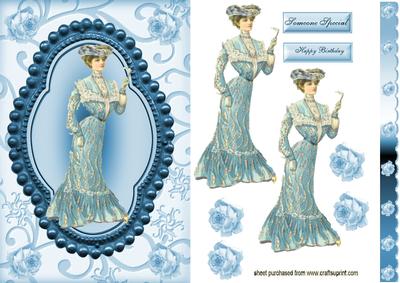Elegant Vintage Lady in Blue Frame