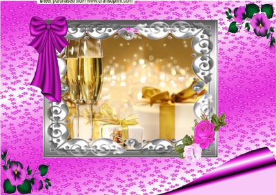 Gorgeous Cerise Roses, Champagne, & Presents A4 Topper