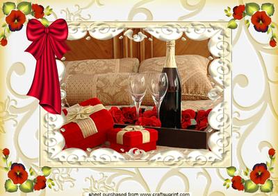 Gorgeous Red/cream Roses & Presents A4 Topper