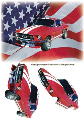 American Classic Car Decoupage on American Flag