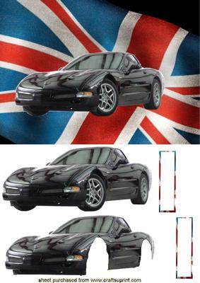 Sporty Black Car on Jack Flag