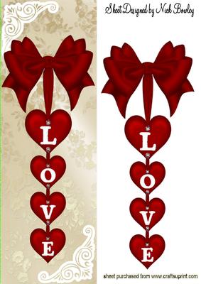 Red Love Hearts on a Bow, Tall Dl