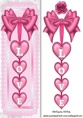 Pink Love Hearts with Rose on Lace Tall Dl