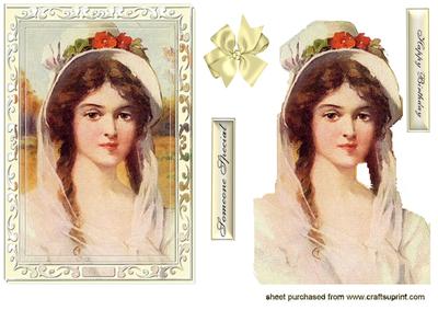Pretty Vintage Lady in Flower Bonnet