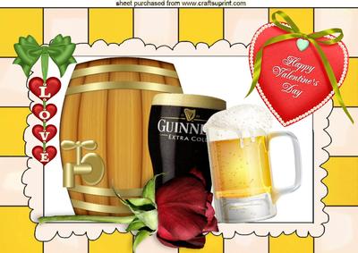 To My Valentine with Beer and Red Rose A4