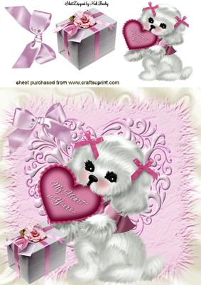 My Heart is Yours Cute Little Pooch with Heart 8x8
