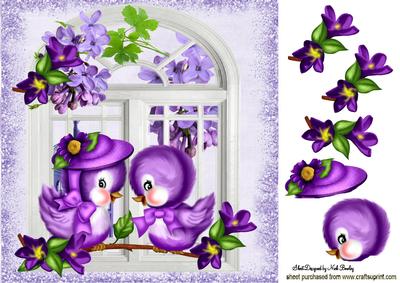 Little Love Birds on a Branch with Window 8x8