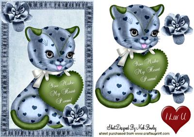 You Make My Heart Purrr! Cute Little Kitty with Heart