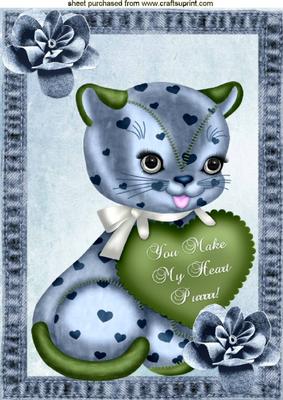 You Make My Heart Purrr! Cute Little Kitty with Heart A4