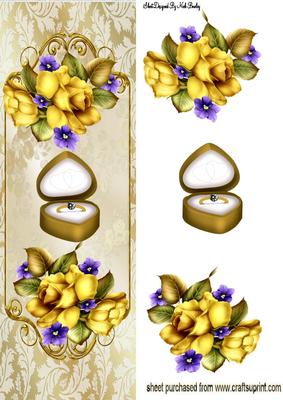 Diamond Ring with Gold Roses Tall Dl
