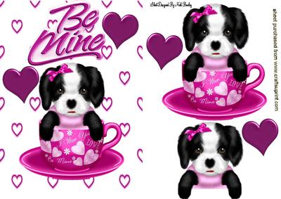 Little Puppy in Pink Teacup, Be Mine